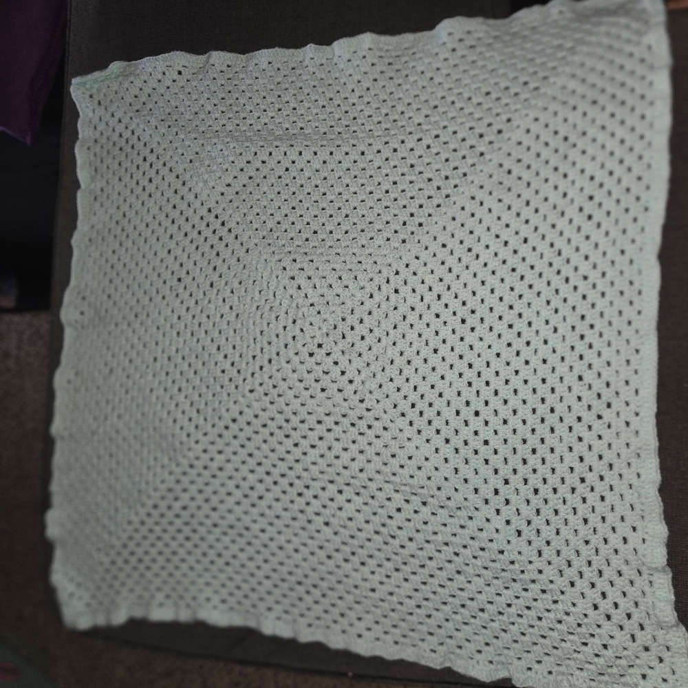 Handmade Crochet Mint Green Yarn Blanket